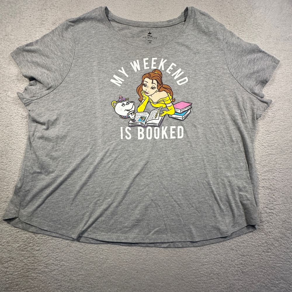 Disney Princess T-Shirt Women 4X Grey Belle My Weekend Is Booked Graphic Tee